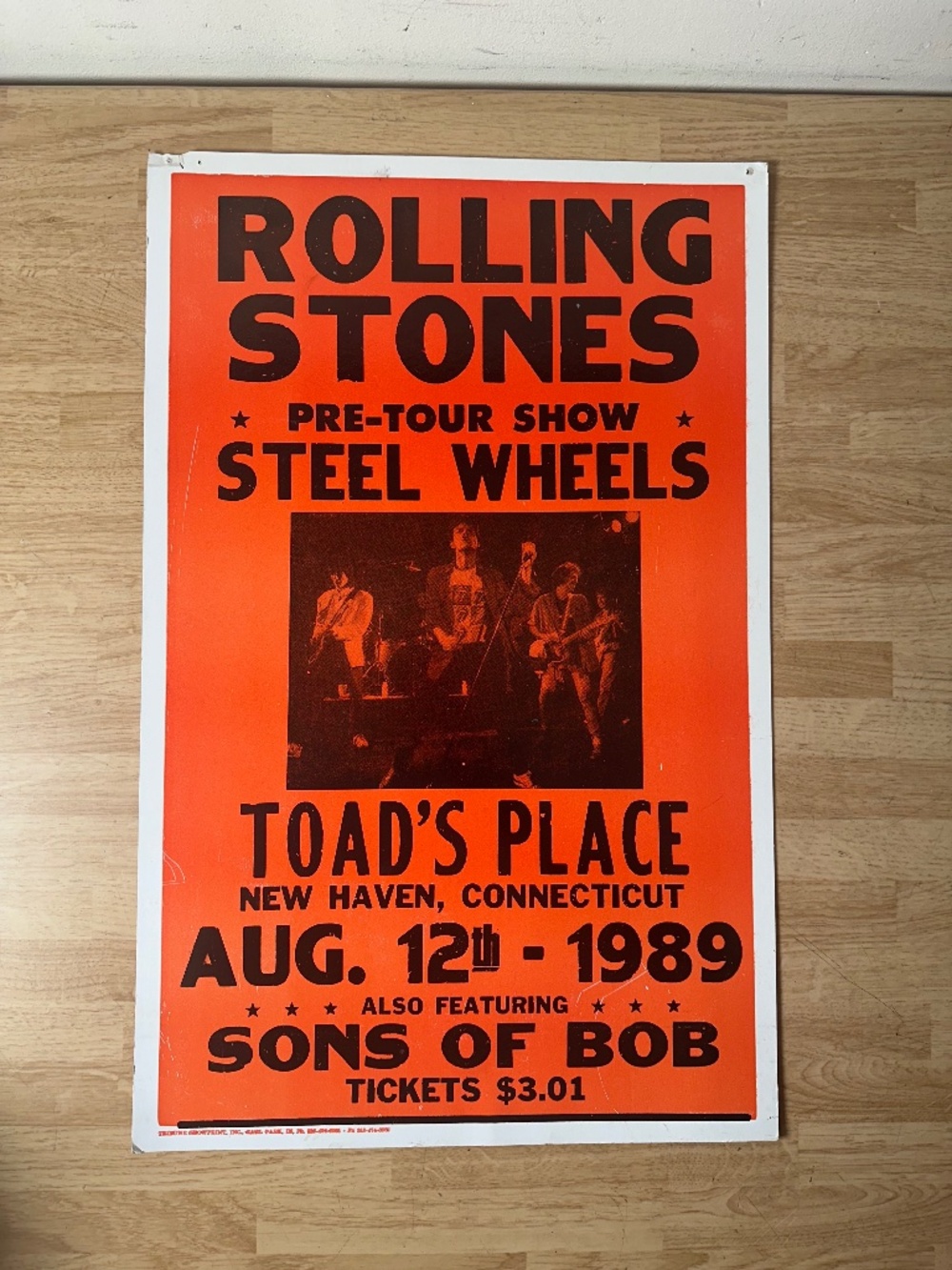 THE ROLLING STONES STEEL WHEELS PRE-TOUR SHOW 14X22 CONCERT POSTER AUG 12, 1989